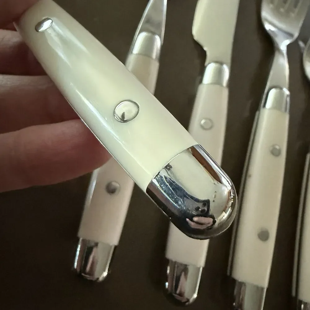 5 Piece Place Setting Stainless Steel Plastic Ivory/White Similar to JUBILEE